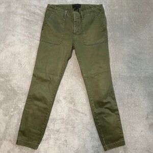 J Crew Pants Women Size 27 *29x27.5 Green Skinny Cargo Flap Pocket Stretch B8708